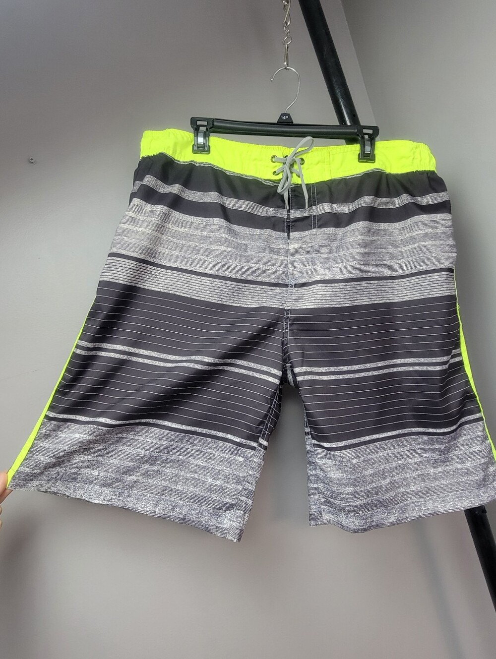 U.S.APPAREL Trunks Swim Pool Board Surf Shorts Black Gray YellowNeon Men Size XL